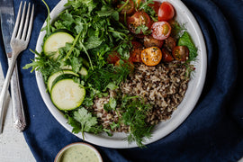 Mediterranean Summer Salad with Green Tahini Dressing