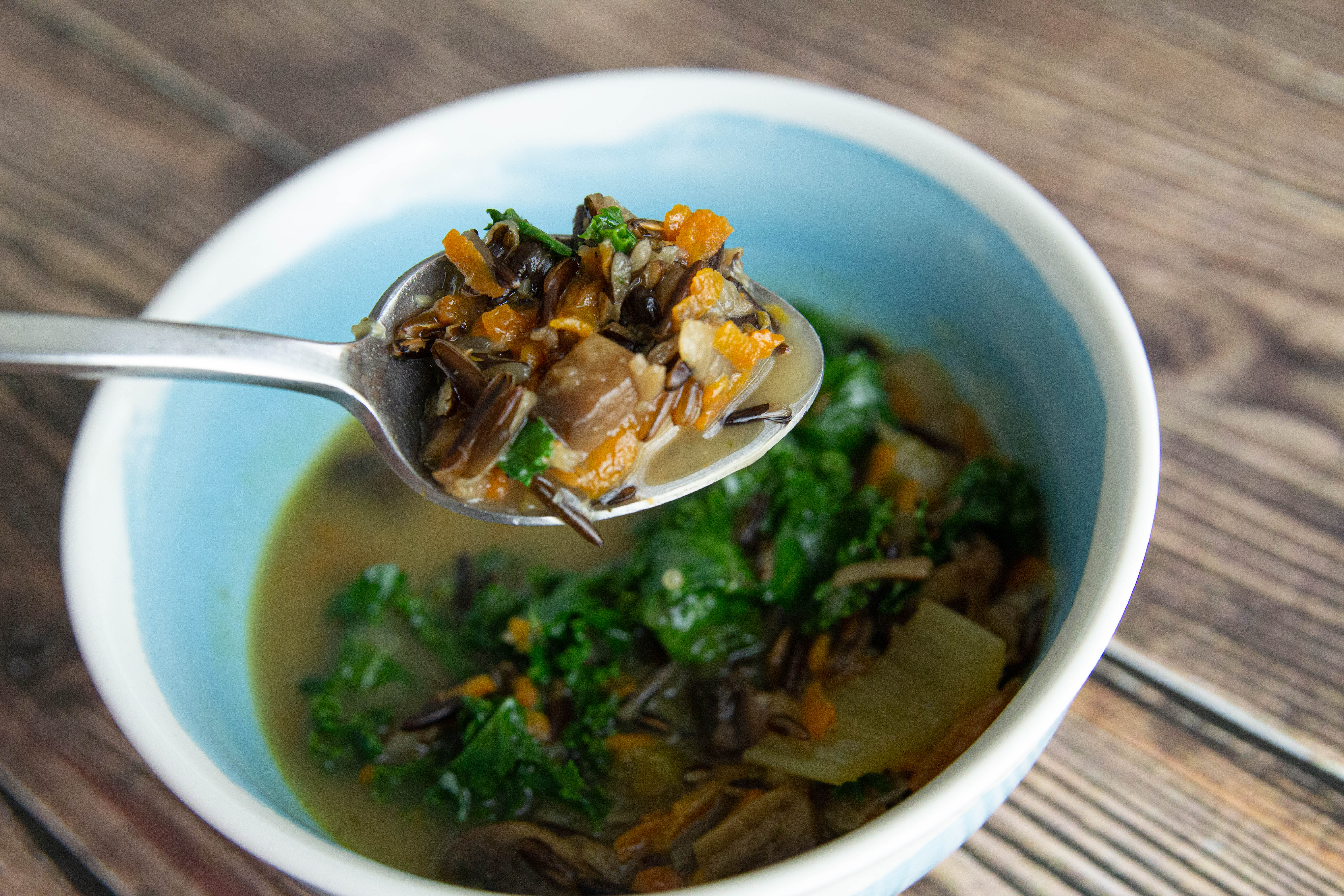 Instant Pot Wild Rice and Mushroom Soup Plant based Floating