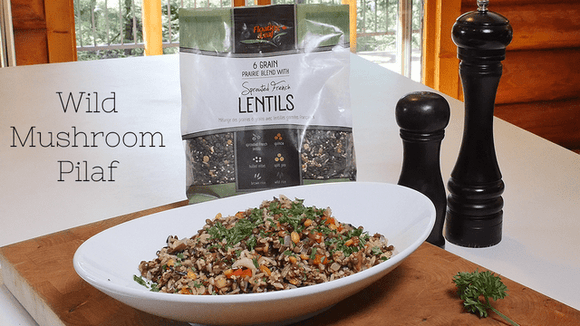 Wild Mushroom Sprouted French Lentil Pilaf