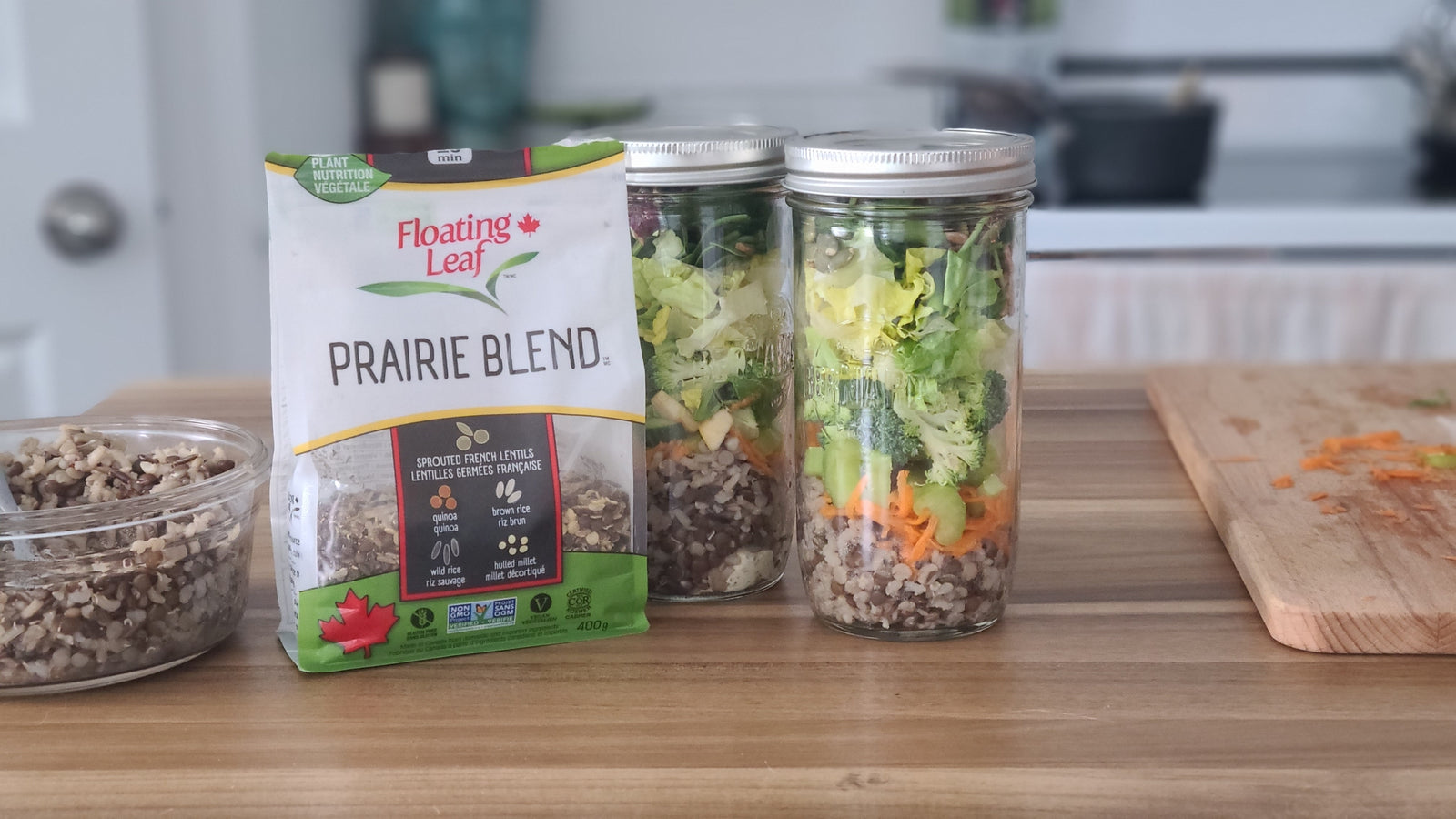 prairie blend rice in a mason jar salad